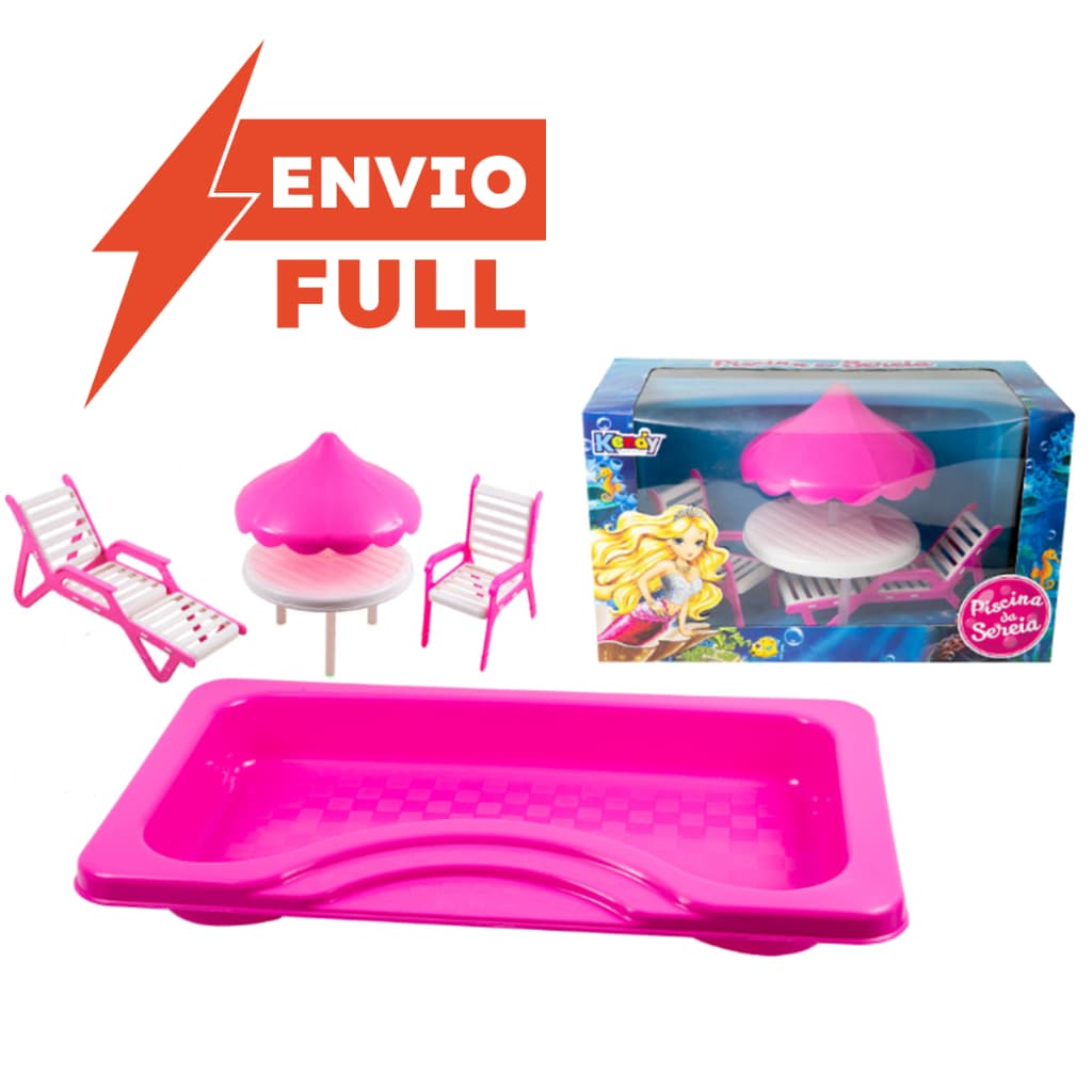 Brinquedo Menina Kit Piscina Para Bonecas Barbie Princesas - Com Caixa Para Presente
