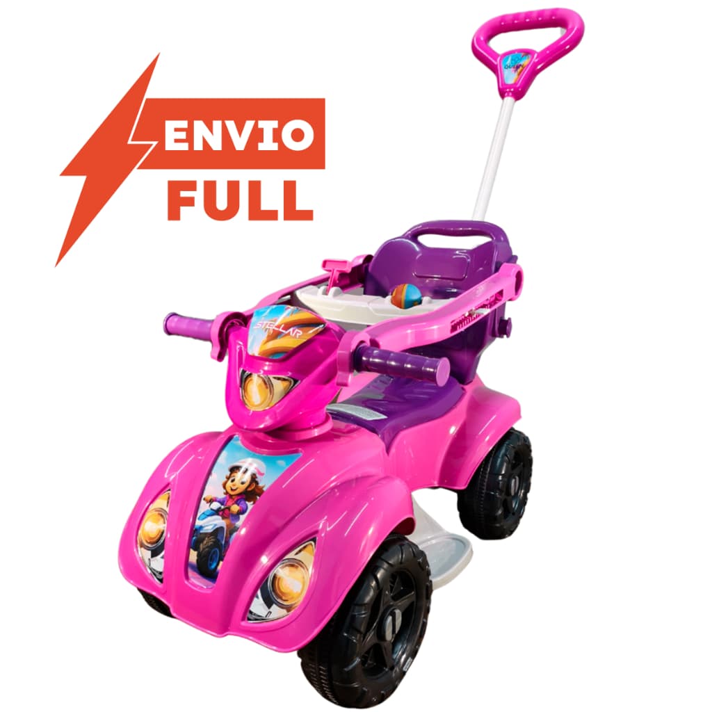 Quadriciclo Stellar Rosa 1-3 Anos Até 30kg - Carrinho Passeio Menina - Ajustável Até 1mt de Altura