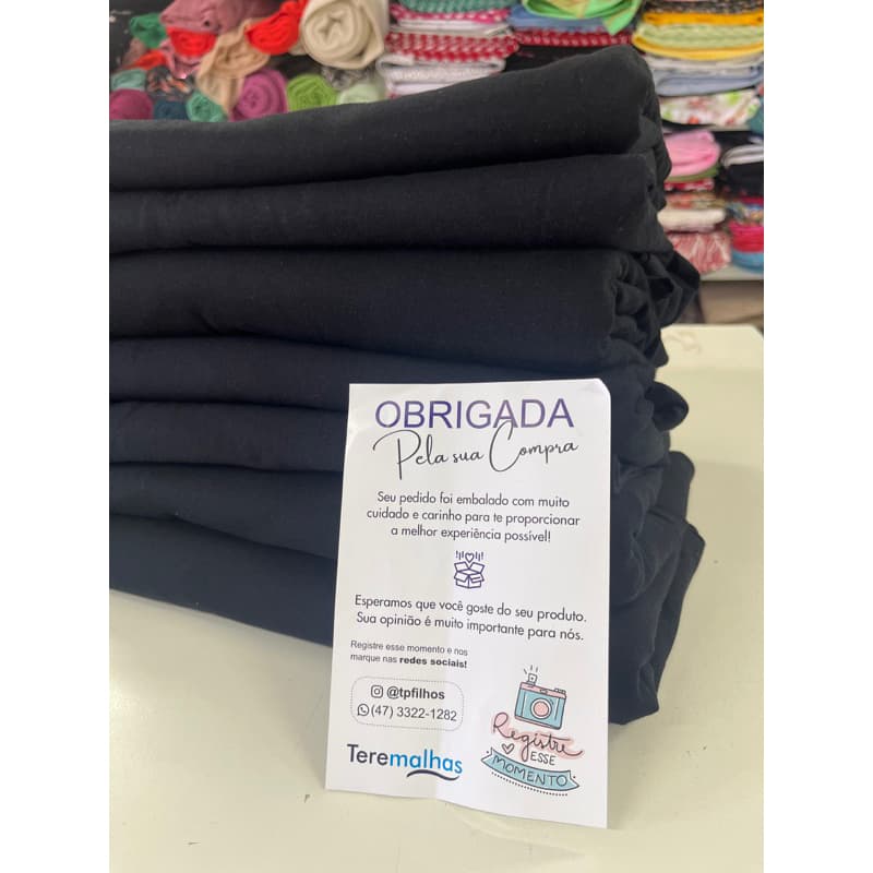 1KG de Retalhos de Meia Malha Preta 100% Algodão – Pedaços +50cm – Largura +1,80m