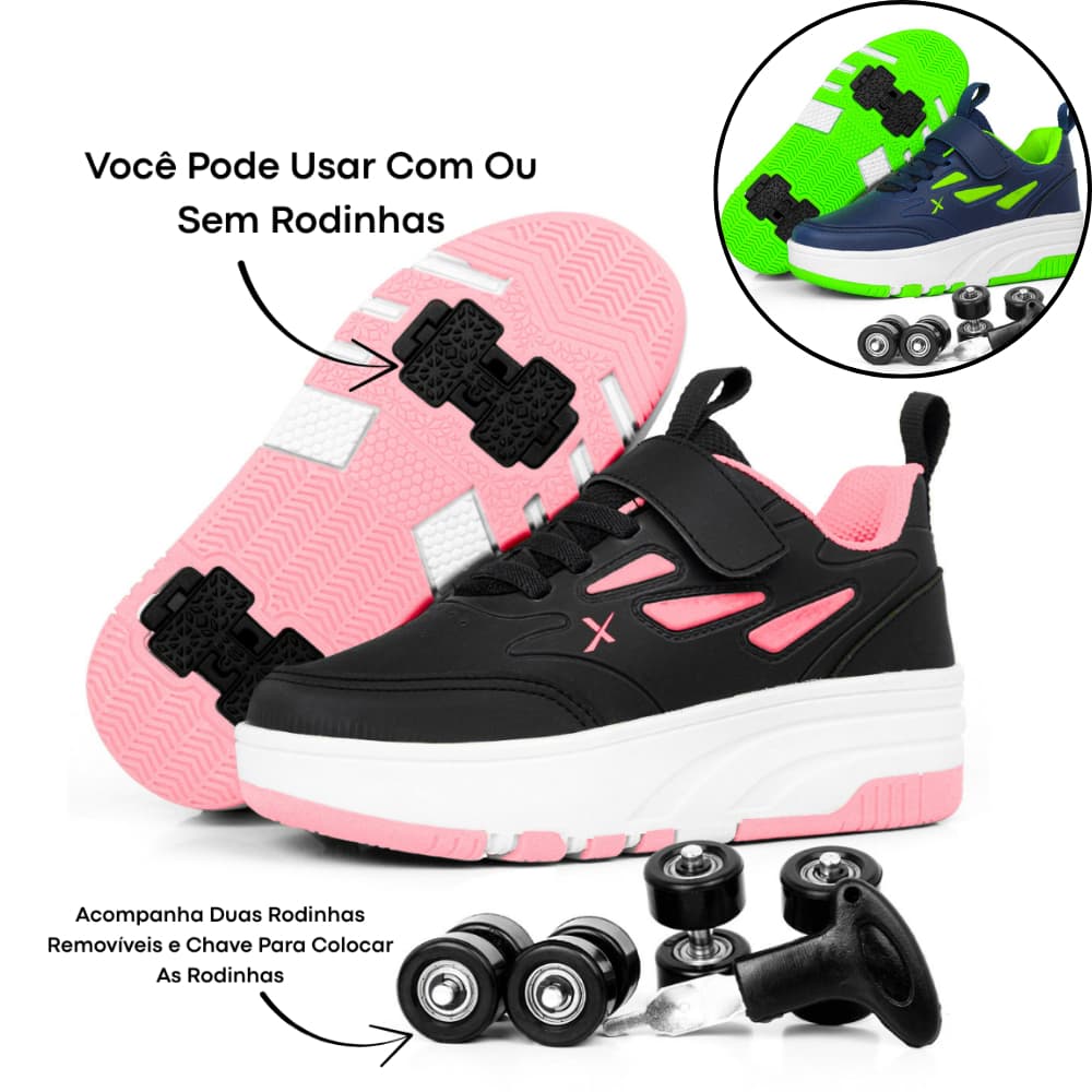 Tênis Infantil Menina Menino de Rodinha Skate Estiloso Confortável Leve e Divertido Femin/Masculino