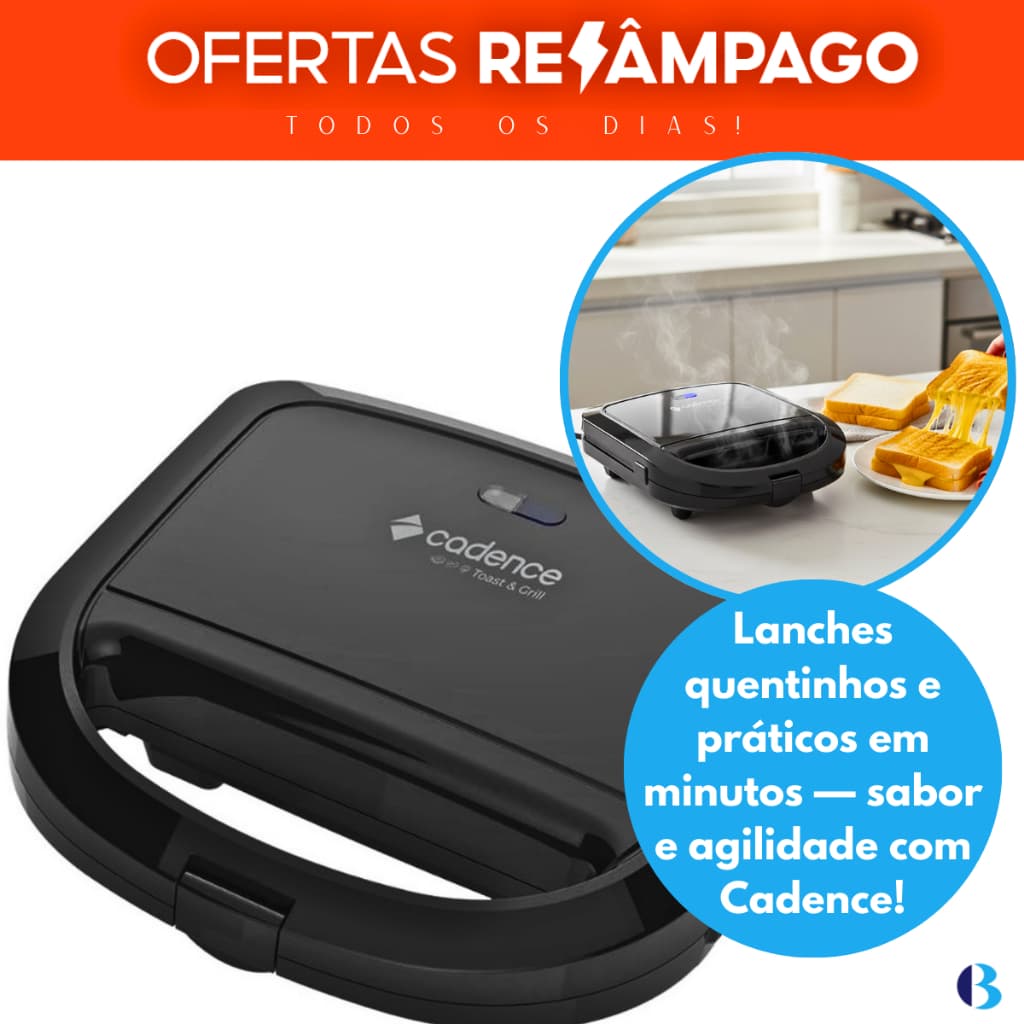Sanduicheira Misteira Cadence SAN260 127V Preta - Antiaderente Prática e Ideal Para Lanches Rápidos!