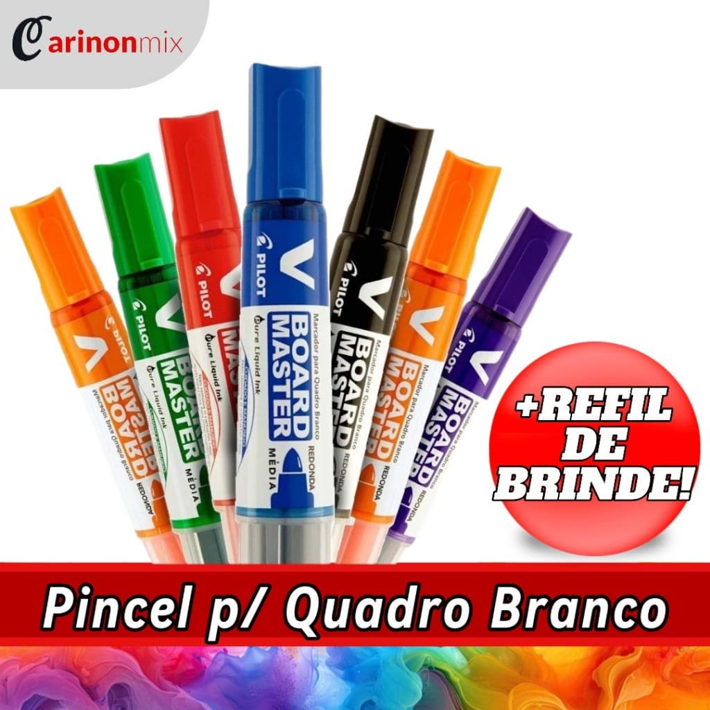 Pincel Marcador Quadro Branco V Board Master WBMA 1 Unidade Pilot + 1 recarga!