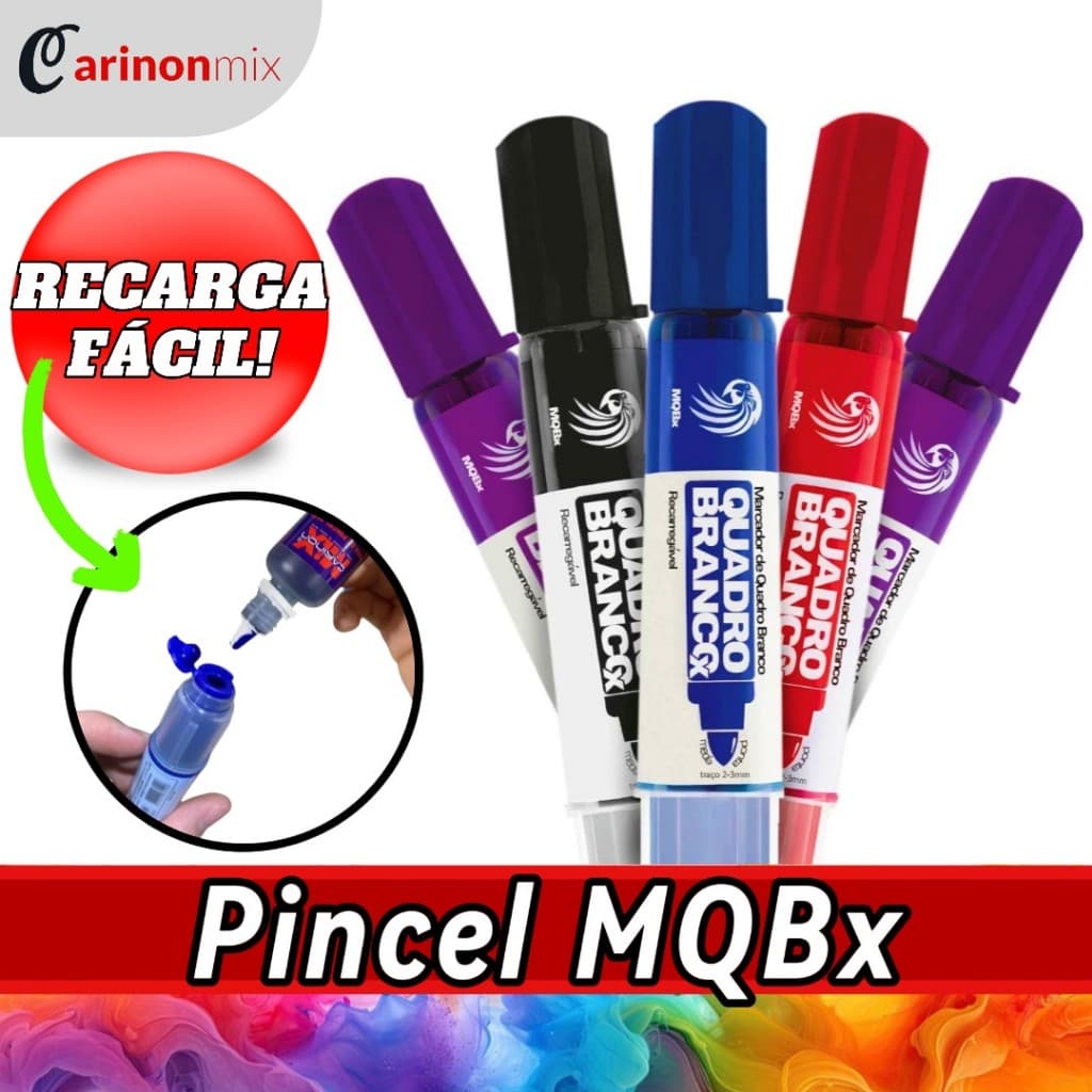 Pincel marcador recarregável para quadro branco MQBx - Fácil de recarregar!