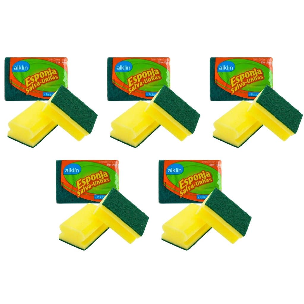 Kit 5 Esponjas Salva Unhas Alklin – Limpeza de Casa Abrasiva Multiuso - Não danifica suas unhas