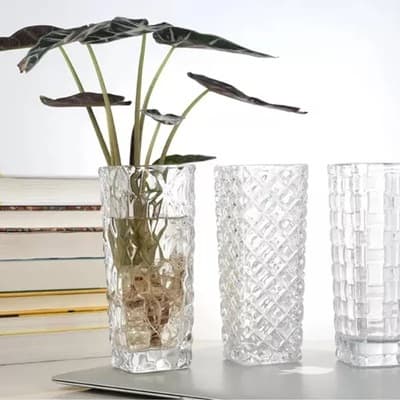 Vaso de Vidro Decorativo 15,3cm Flores Plantas Casa Decoração Aveiro Braga Cascais Evora MEK