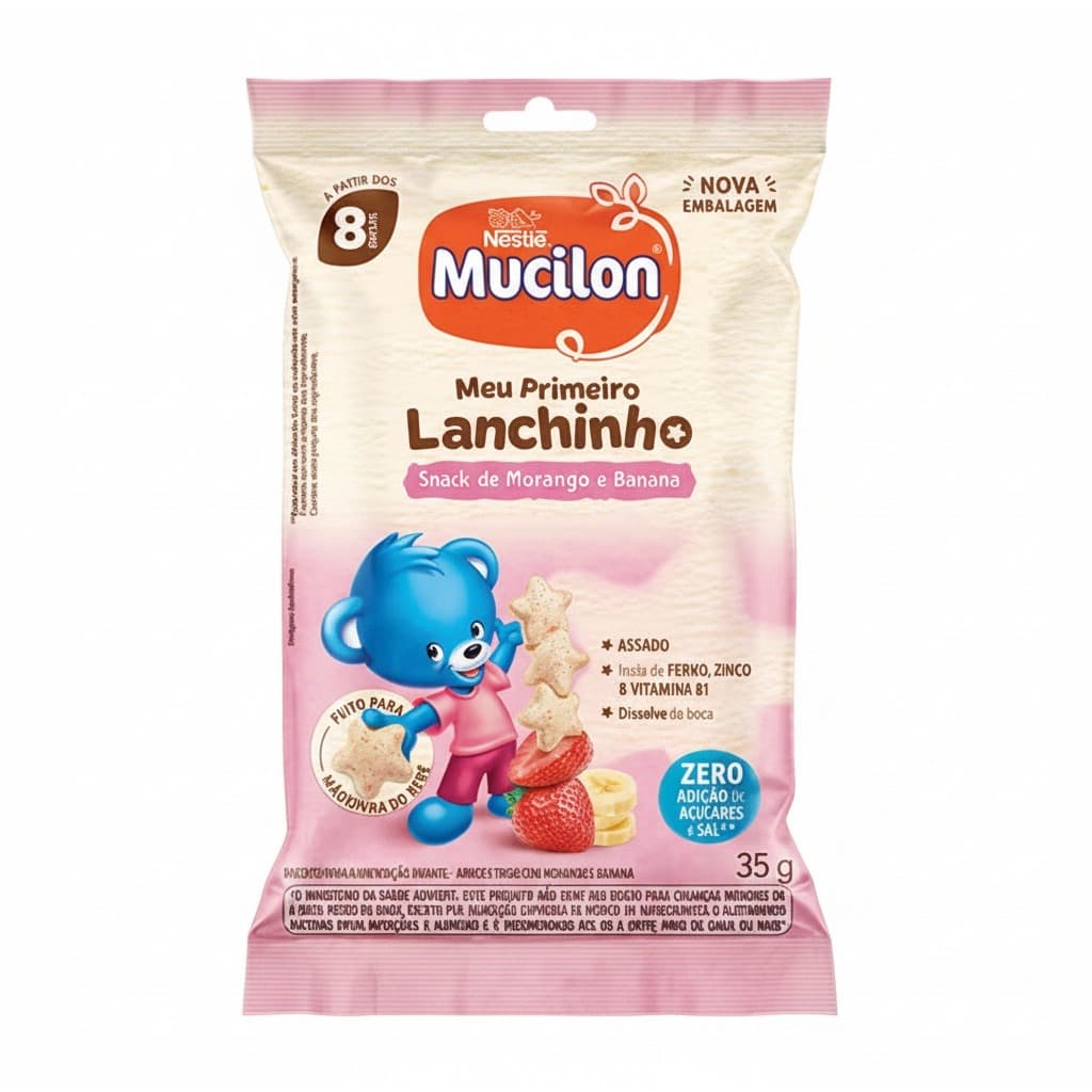 Mucilon Meu Primeiro Lanchinho Sabor Morango E Banana 35gr