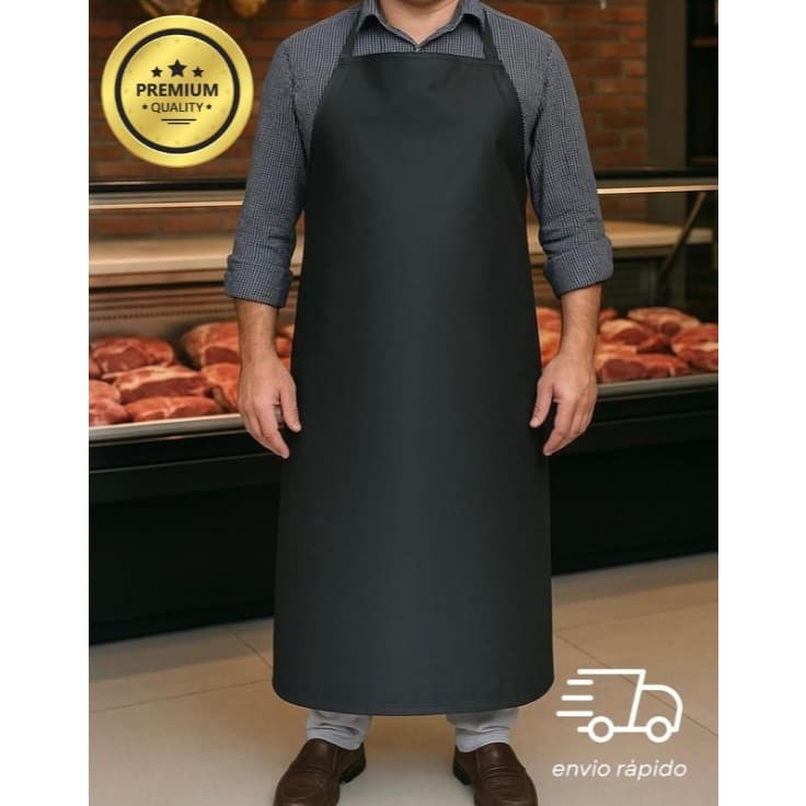 Avental Profissional Impermeavel em PVC Ajustavel Preto Branco Churrasco Cozinha