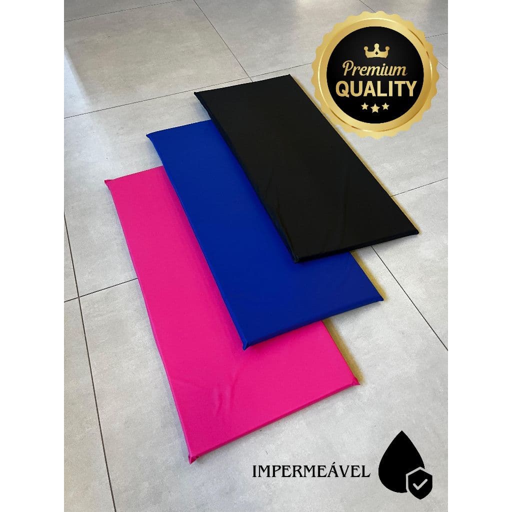 Colchonete p/ Academia La Casa 90x40x3cm Espuma D23 Impermeável Compacto Preto Azul Rosa Yoga