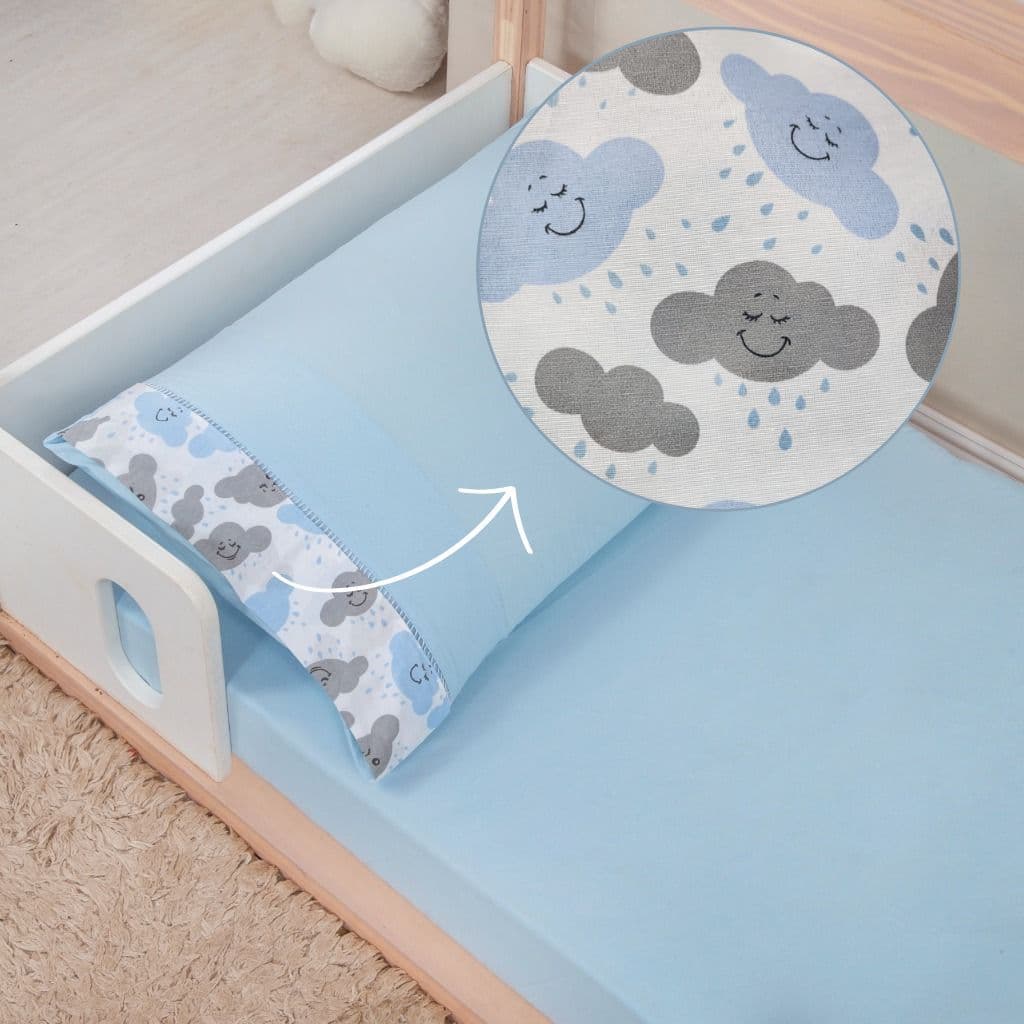 Jogo Lençol  02 Peças Quarto de bebê MINI BERÇO 89x38cm Fronha Ponto Palito