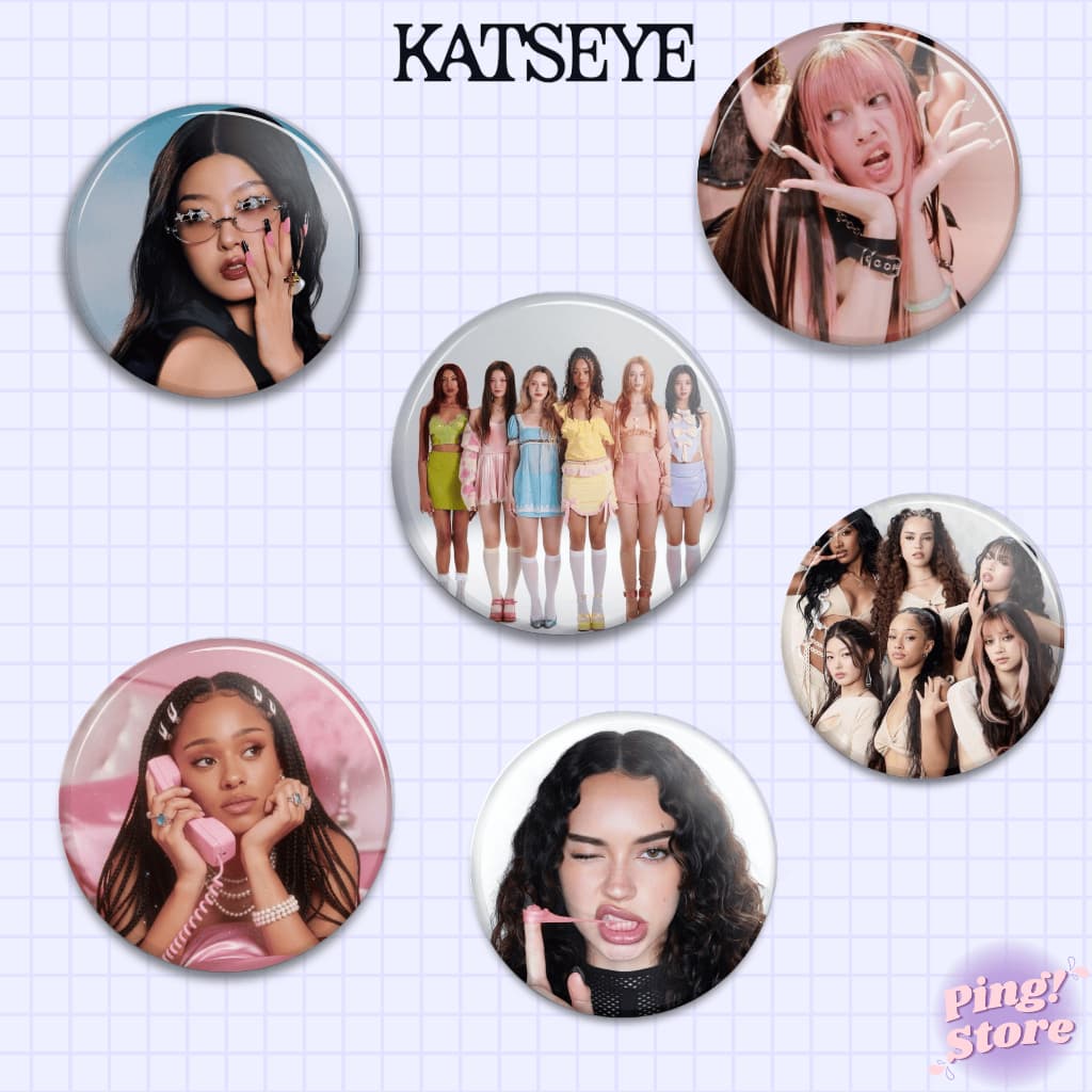 Botton KATSEYE - K-pop, Sophia · Manon · Daniela · Lara · Megan · Yoonchae, Musica, Alfinete, Pin