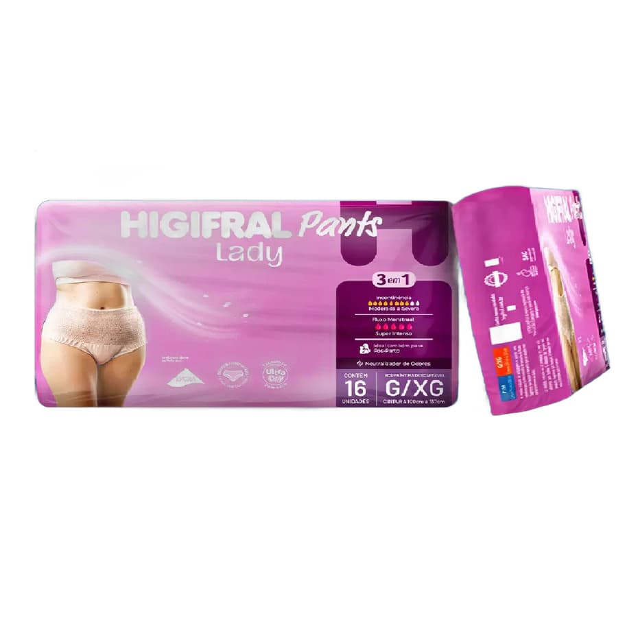 Calcinha Roupa Íntima Feminina Descartável Higifral Pants Lady G/XG 16 Unidades