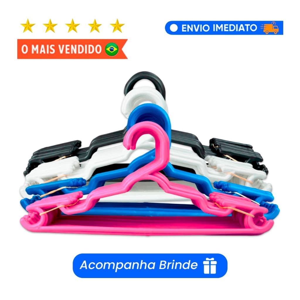 Kit Cabides Infantil Bebê Baby Reforçado  Plástico Cruzeta Roupa Resistente Premium