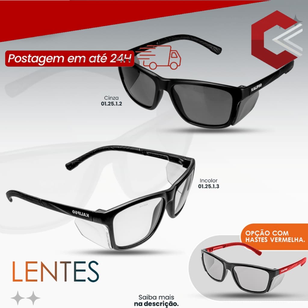 Óculos De Segurança Kalipso Cancun Compatível Com Lentes De Grau - CA 45873