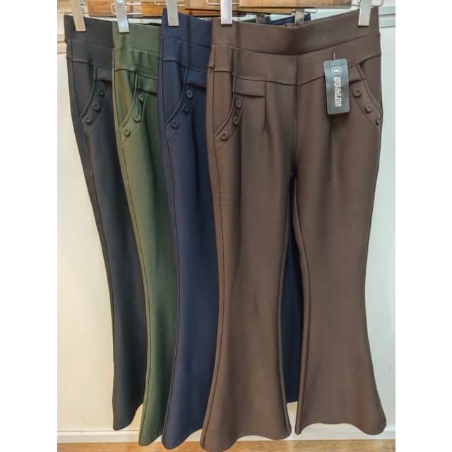 Calça flare em malha montaria com elastano(IMPORTADO)