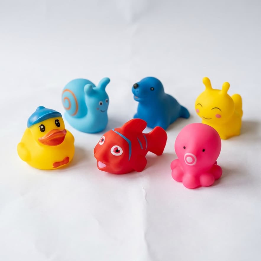 Kit 6/8 Bichinhos Para Banheira Banho Piscina Brincar Na Água Brinquedo Interativo Que Flutua Patinho