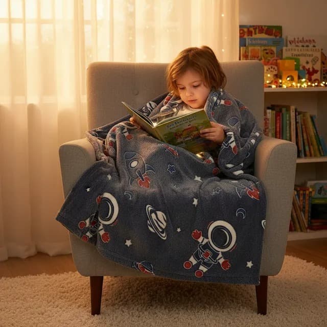 Manta Cobertor Criança  1,80x2,00 Mt Brilha No Escuro