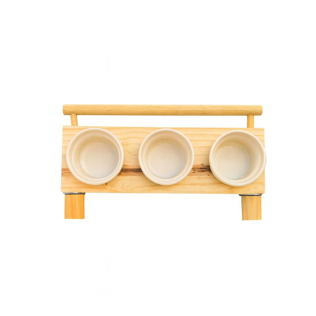 Comedouro madeira natural varios tamanhos para Calopsita, Periquito, Agapornis, Ring Neck