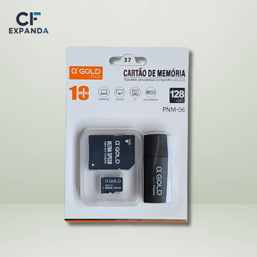 Cartão De Memória 128 Gb Micro Sd Classe 10 C/ Adaptador Usb Agold PNM-06