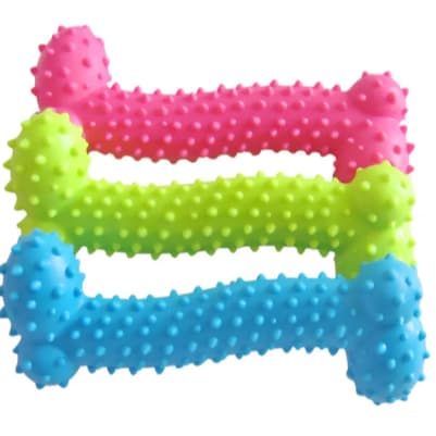 Osso Cravo Espinho Mordedor Anti Stress Limpa Dentes Pet Brinquedo Borracha 11cm Cães