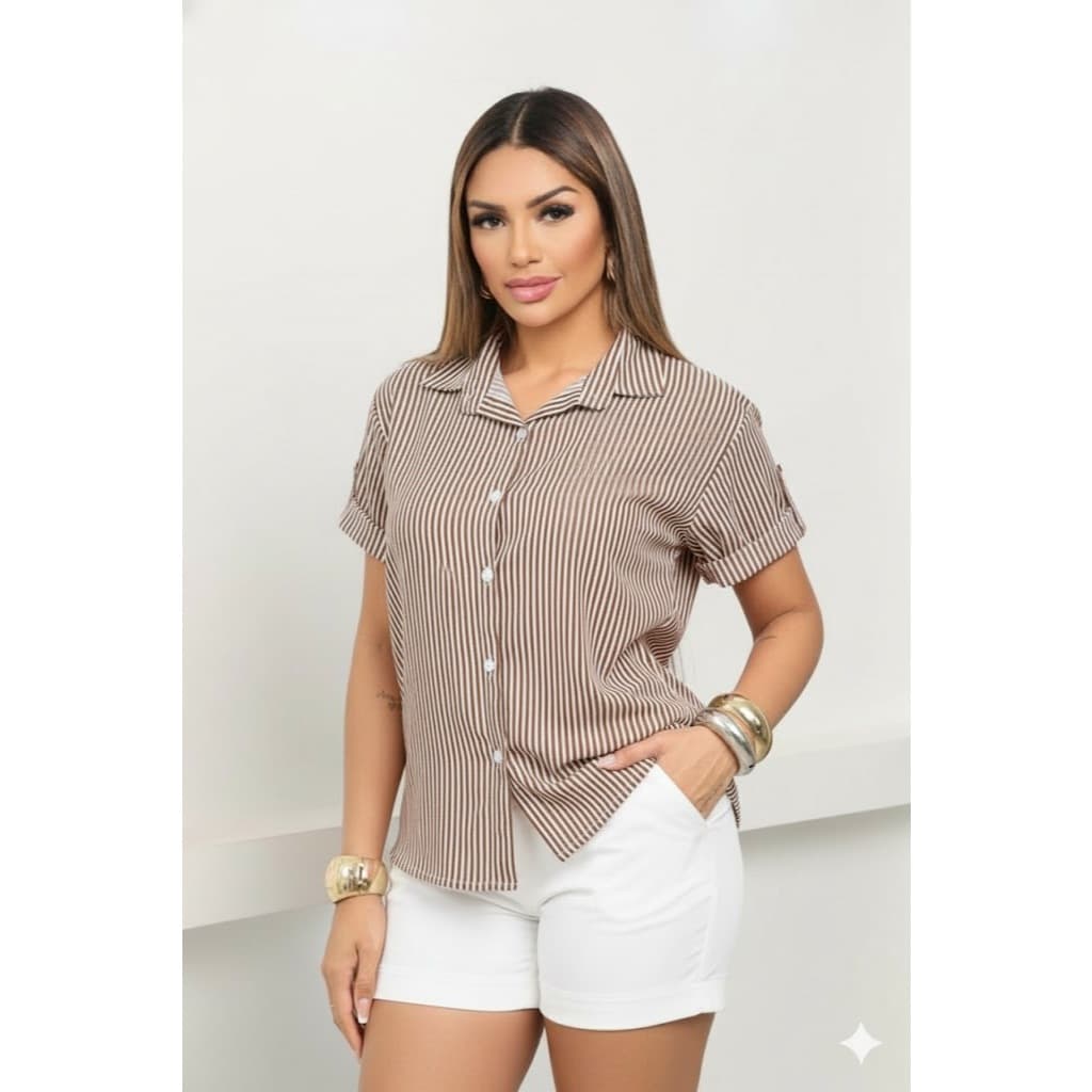 Camisa Social MANGA CURTA Feminina Duna LISTRADO