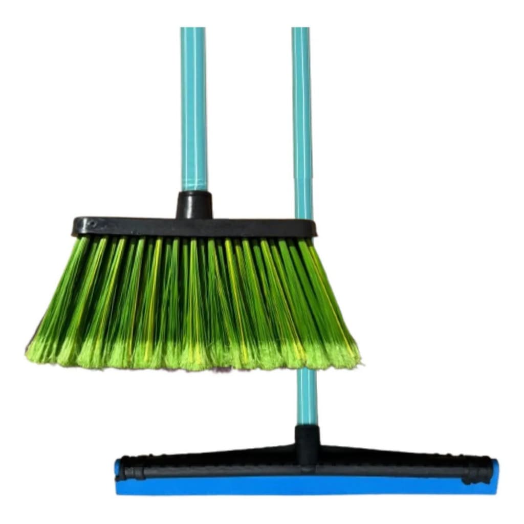 Kit Vassoura com Cabo + Rodo com Cabo - Cores sortidas