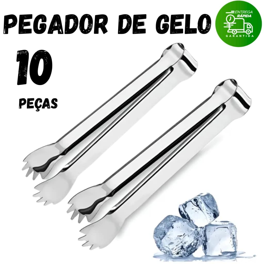 Kit 10 / 5 ou 2 Pegador de Gelo Aço Inox Para Frios Carnes Multiuso Bares Restaurantes Utensílio Cozinha