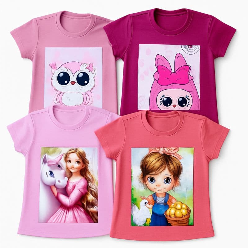 Kit 5 Blusas Infantis Femininas Viscolycra Premium Camiseta Para Meninas Conforto e Qualidade