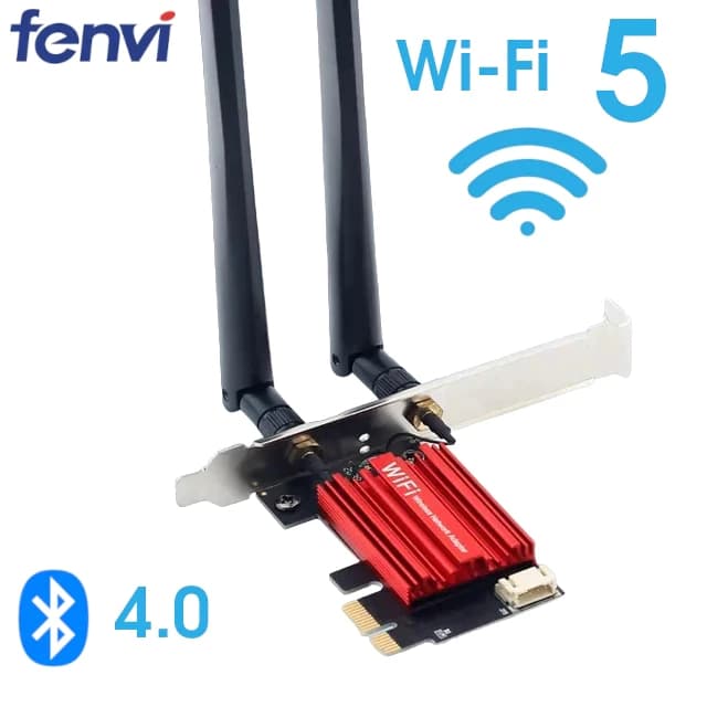Placa WiFi 5GHz AC1200 Fenvi + Bluetooth 4.0 – Internet Rápida e Estável para PC (PCIe)