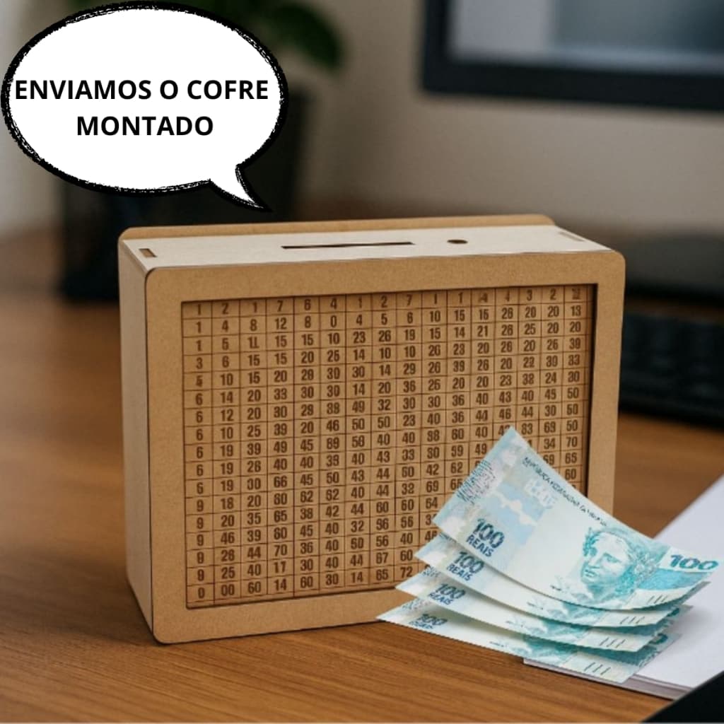 Cofre Desafio 10mil Cofrinho Para Guardar Dinheiro Porta Moeda Para Guardar Dinheiro Em Madeira Mdf