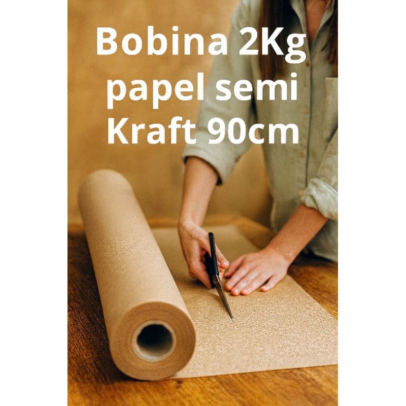 Bobina Papel Semi Kraft Rolo Com 90cm 2KGs 60g- embalagem,presente,Moldes