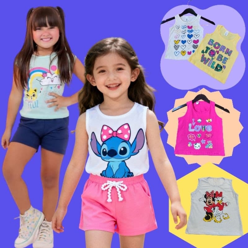 kit 5 camiseta  Infantil Menina  Tamanhos 2 4 6 8 anos  Roupa Infantil Verão