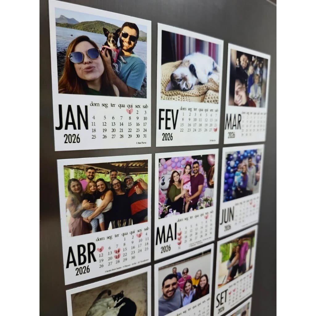 Calendário 2026 Com Suas Fotos - Calendário Personalizado 2026 - Calendario com Foto + 1 FOTO BRINDE
