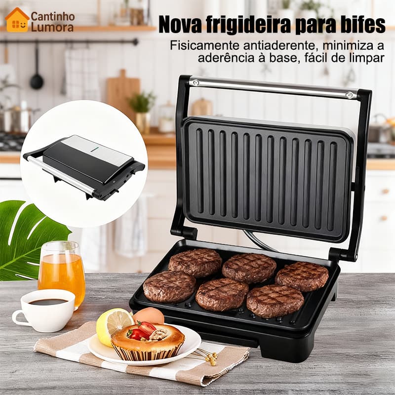 110V 1000W Sanduicheira Chapa Grill Elétrica Hamburgueira Churrasqueira Inox Hambúrguer Antiaderente