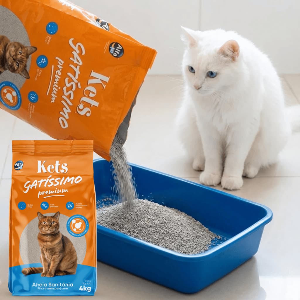 Areia de Gato 4kg a 20kg Areia Sanitária Higiênica Para Gatos Anti Odor Gatíssimo 20kg Kets Premium
