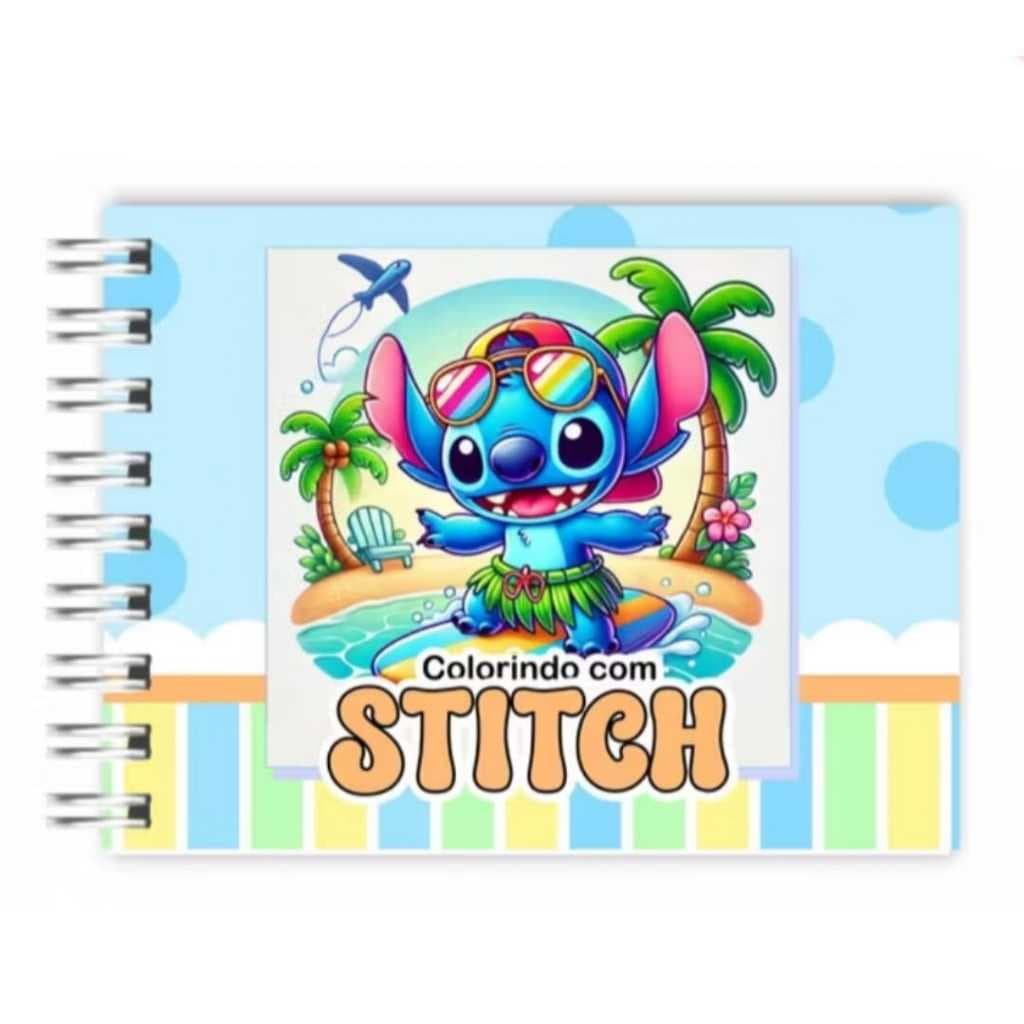 Livro de Colorir Stitch Com Capa Dura, Caderno de Desenho Pintura 50 Páginas