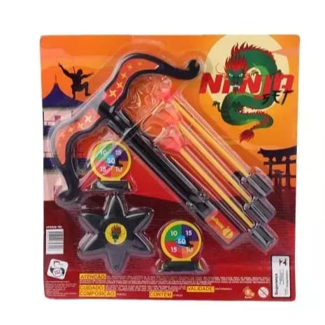 Lança Dardos 32cm Ninja – Kit 7 Peças com Dardos Macios