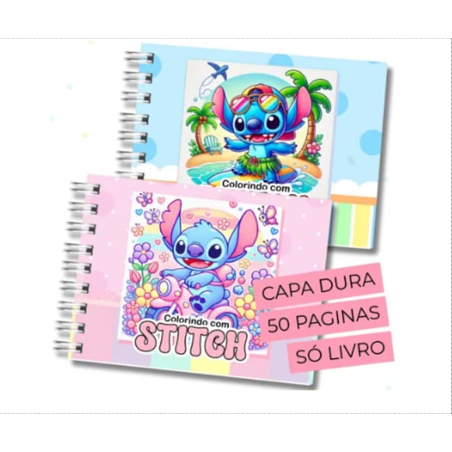 Livro de Colorir Stitch Com Capa Dura, Caderno de Desenho Pintura 50 Páginas