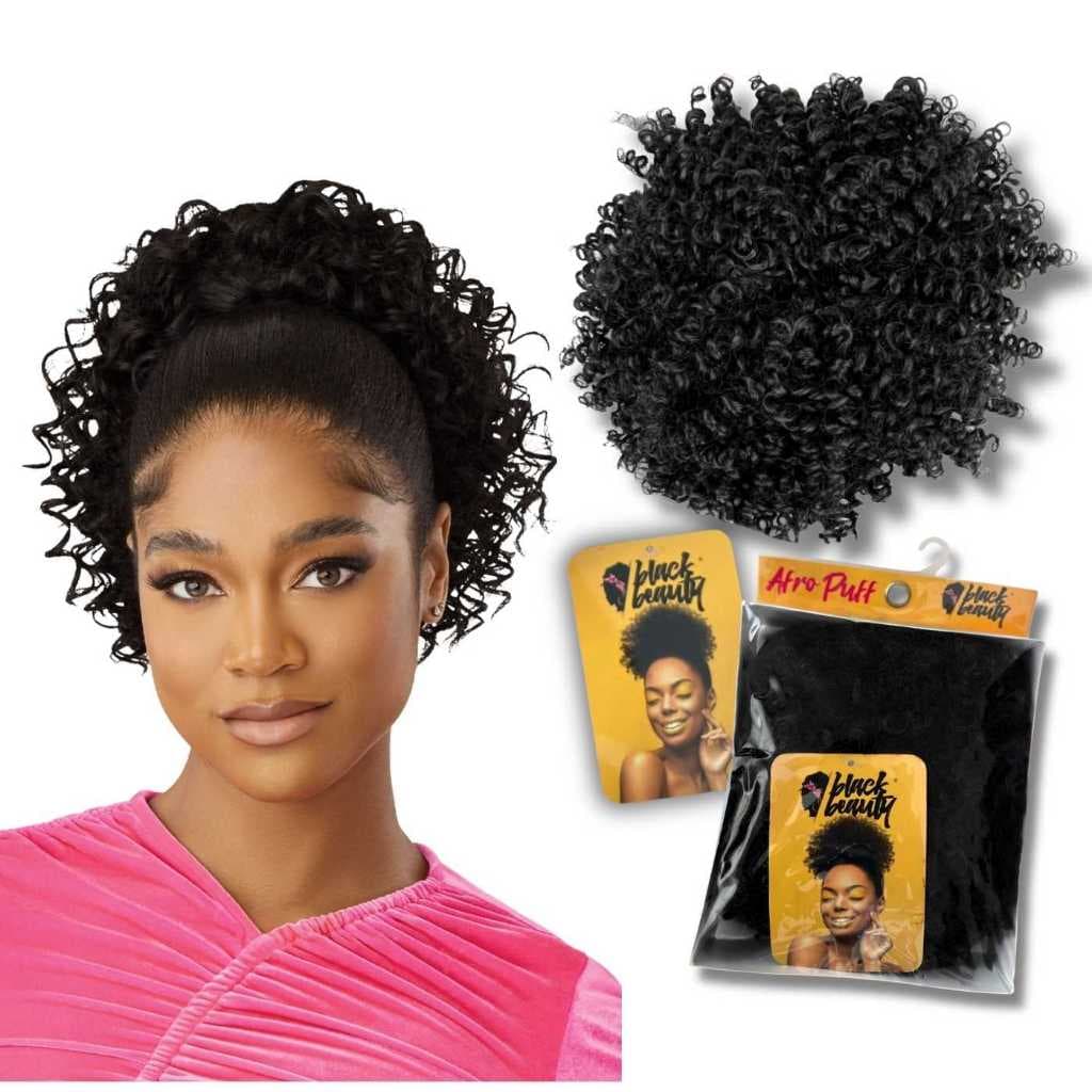 Coque Afro Puff Black Beauty Cabelo Organico Aplique Ajustavel 30cm