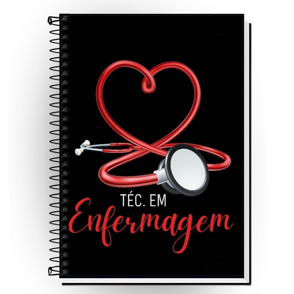 Caderno Personalizado Enfermagem | Capa Dura Plastificada | 1 a 20 Matérias | Formato Universitário A4 | Espiral Reforça