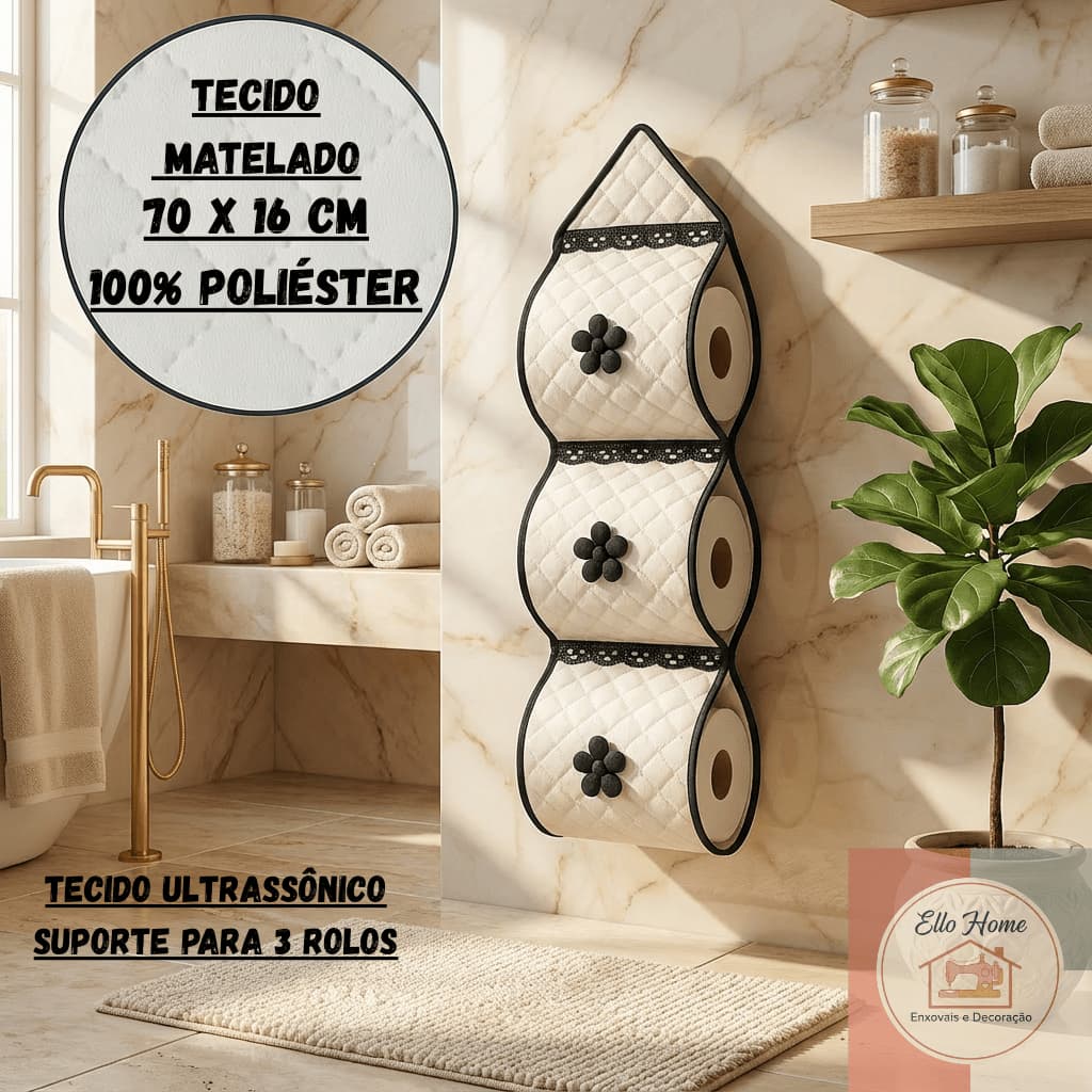 Porta Papel Higiênico Avulso e Kit 2 Pçs Matelado 3 Rolos Banheiro Ultrassônico Entrega Rápida!