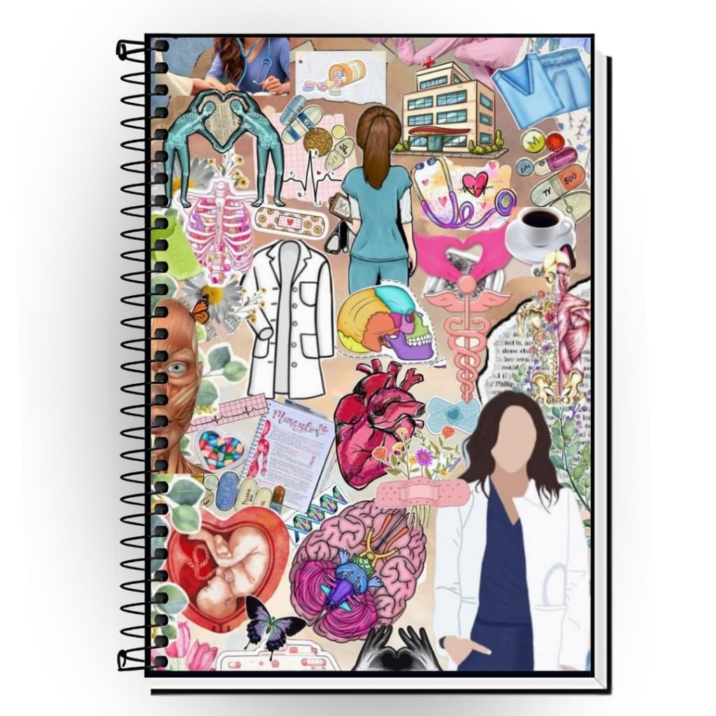 Caderno Tema Enfermagem | Capa Dura Plastificada | 1 a 20 Matérias | Formato A4 | Ideal para Faculdade, Matérias Prática