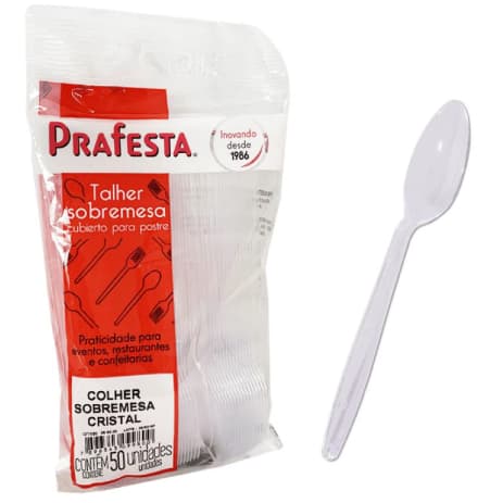 Colher de Sobremesa Descartável PraFesta – 50/100/150/200/250/300 Unidades– 7 Cores Diversas para Festar/Eventos