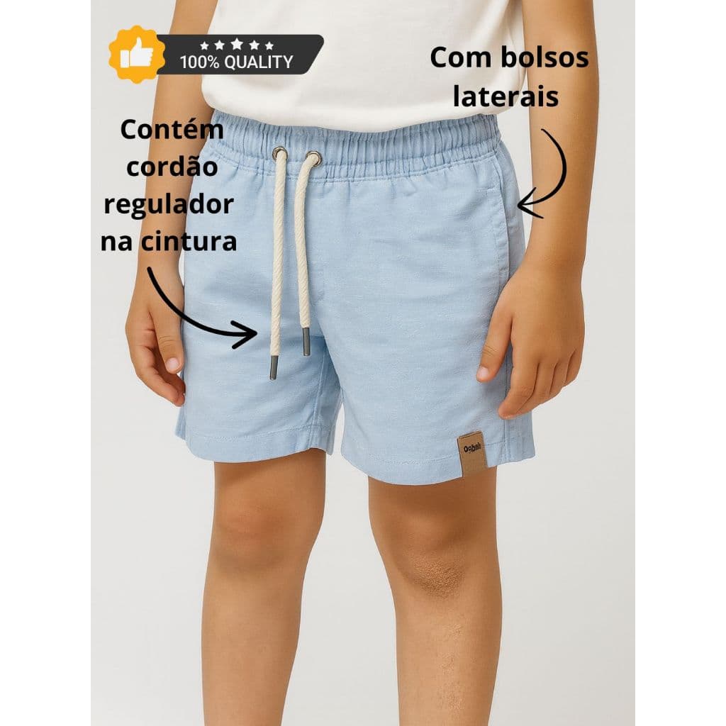 Short infantil Linho Mauricinho Bermuda Menino Casual Premio Criança Masculino lazer festa