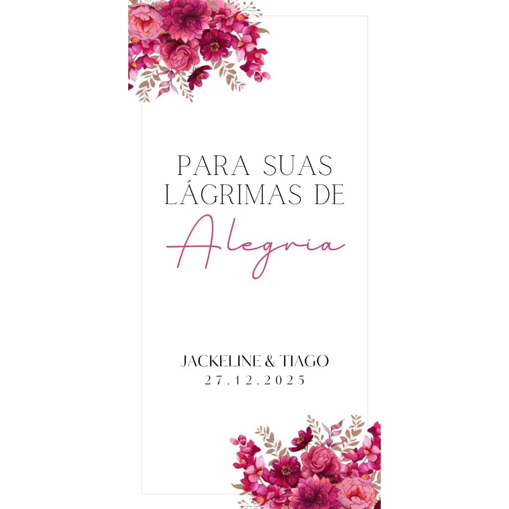 TAG/Arte para Lenços Lágrimas De Alegria Para Casamento Personalizada 6x12
