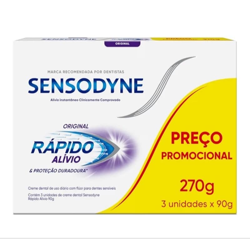 Sensodyne Creme Dental para Sensibilidade Rápido Alívio 3x90g cada