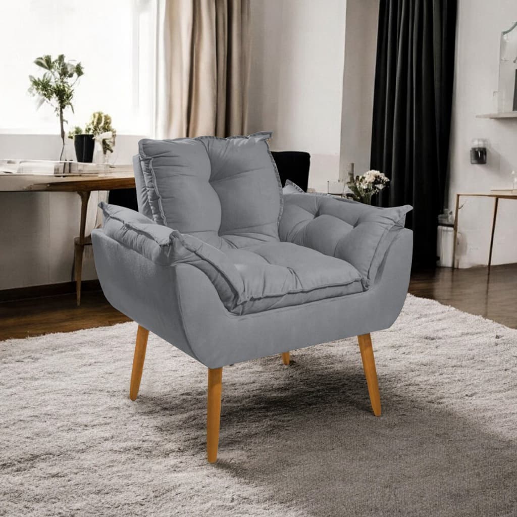 Poltrona para Sala de Estar TV Opala Pés Palito Suede DELUXE