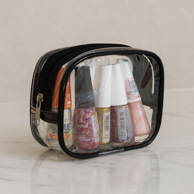 MINI nécessaire transparente 13x11x5,5 para organizar e levar na bolsa remédios, absorvente carregador em viagem