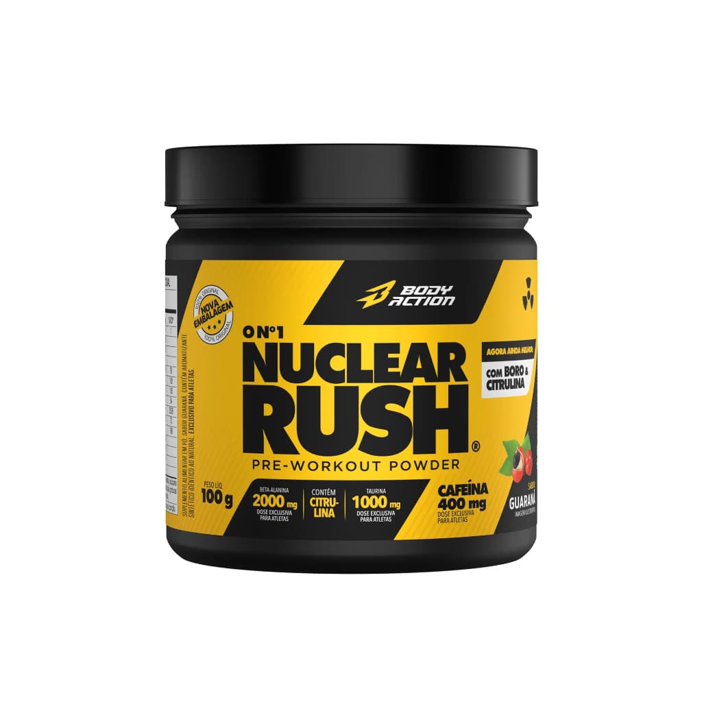 Nuclear Rush BodyAction 100g Pré-Treino Energia com Cafeína 400mg