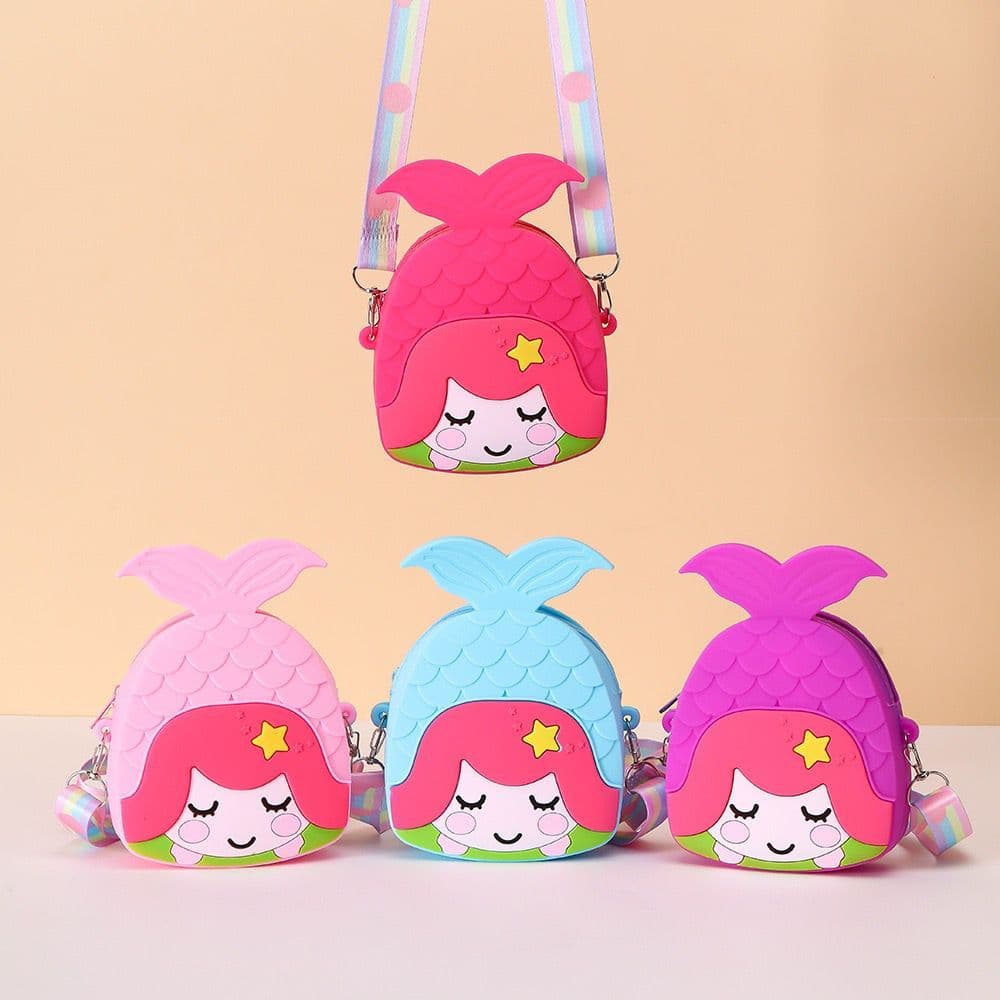 Bolsa De Silicone Infantil Criança Menina Sereia fofo pop Tiracolo