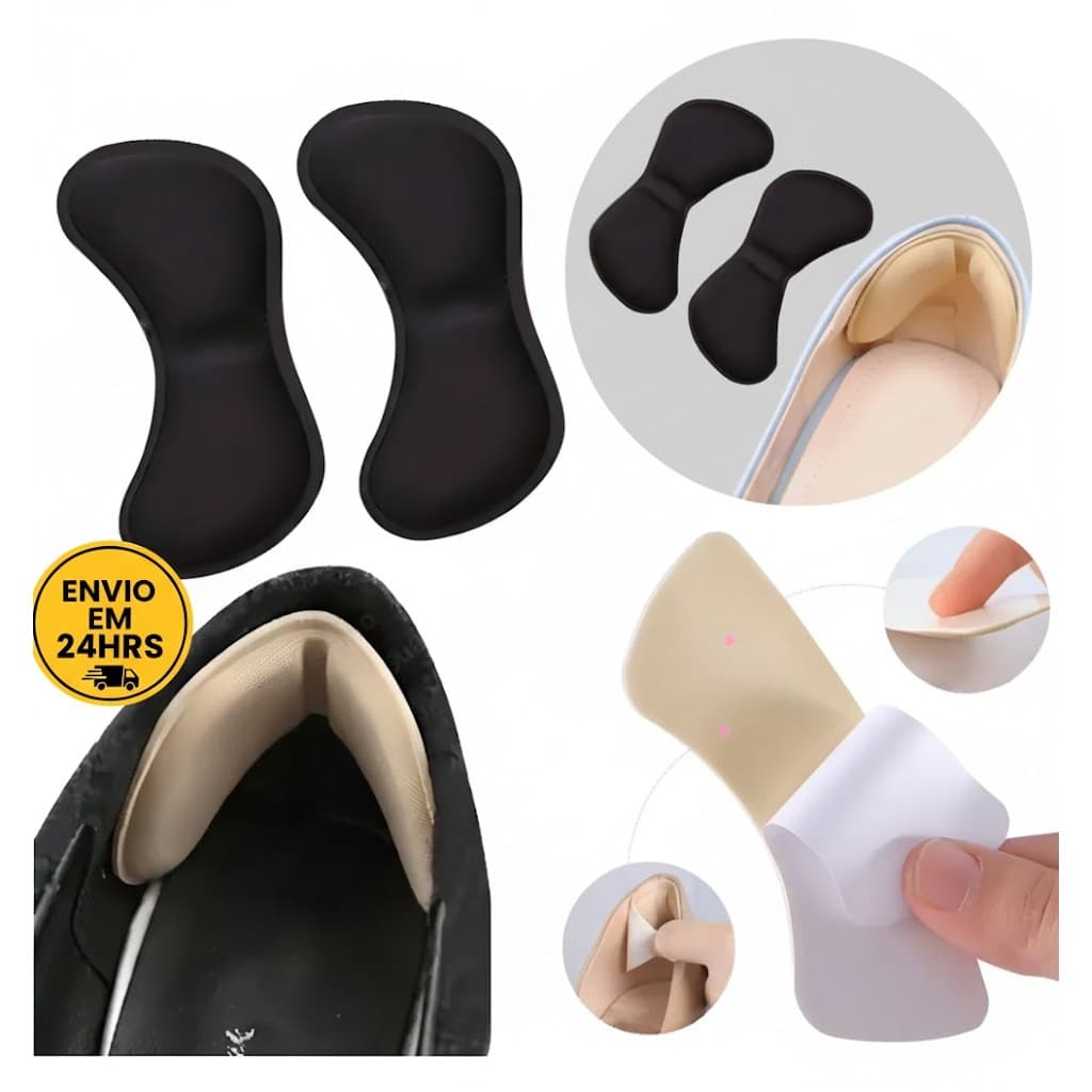 Kit 2/4/8/10/12 Protetores de Calcanhar (Preto e Bege) - Diga Adeus às Bolhas e Desconforto!